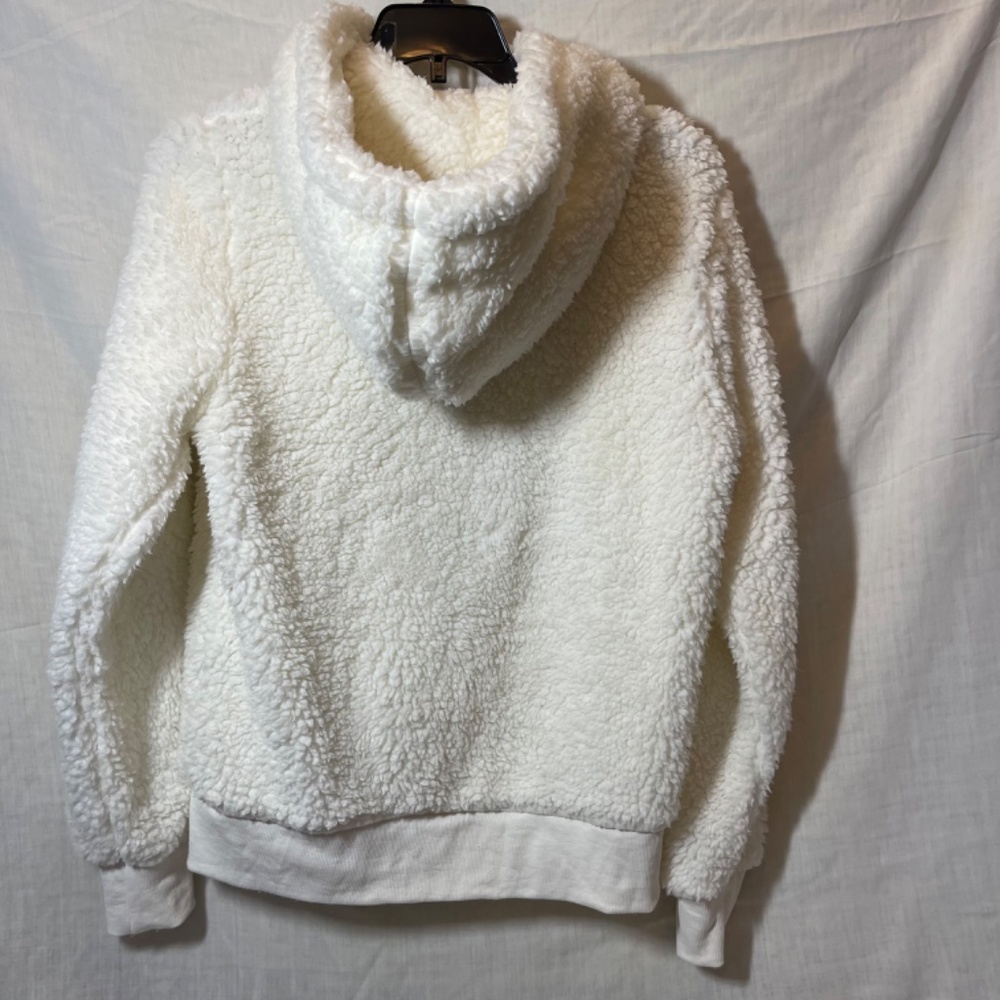 Women’s Soft Staccato Hooded Jacket. Fleece Cream Colored. Size Medium 2 pockets - Picture 2 of 8